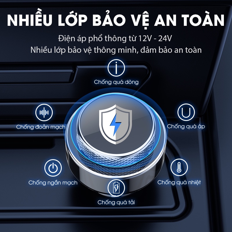 Tẩu Sạc Ô Tô ACOME ACC04 Đa Năng Hỗ Trợ Đàm Thoại 2 Cổng Sạc Bluetooth 5.0 Bảo Hành Chính Hãng