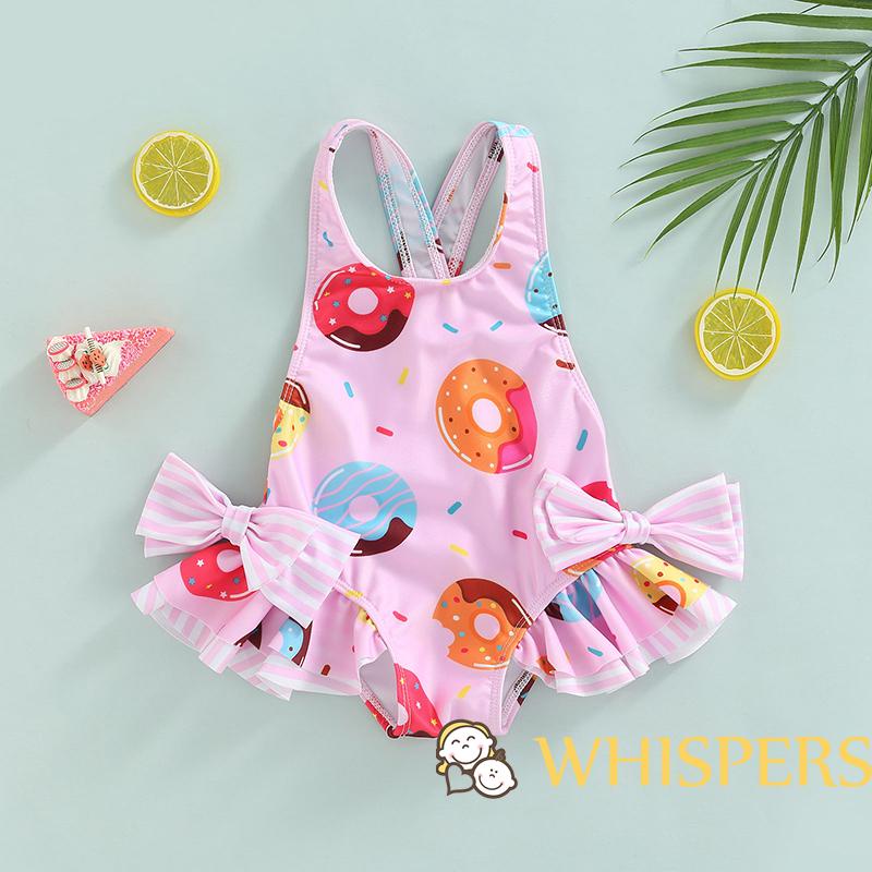 Bộ Đồ Bơi In Hình Bánh Kem Đính Nơ Thời Trang Mùa Hè Cho Bé Gái 1-6 Tuổi