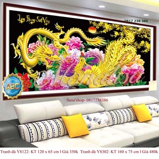 Tranh đính đá long phụng sum vầy y8122 120x65 cm, y8302 160x75cm