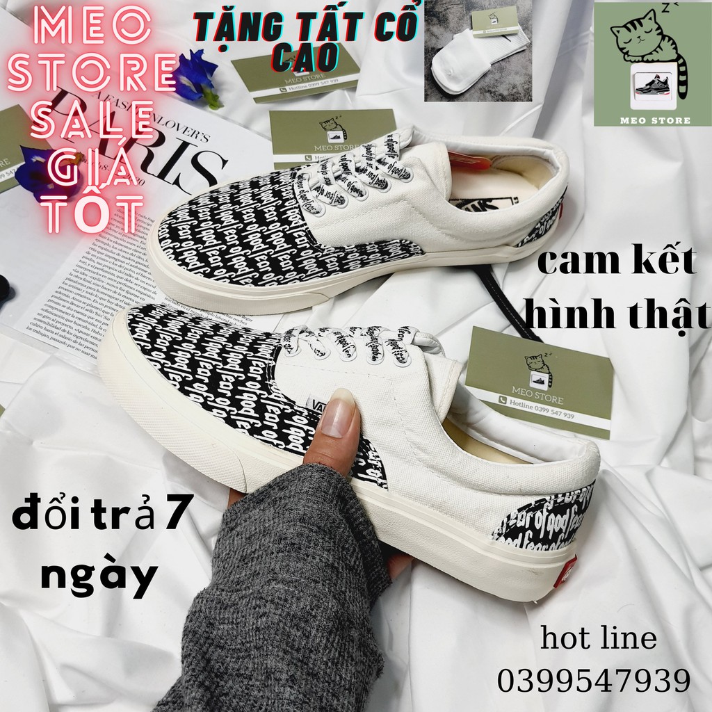 Giày vans, giày fear of god, fog buộc dây nam nữ, tặng tất cổ cao full bill-hộp-hộp bảo vệ, đủ size từ 36-43.