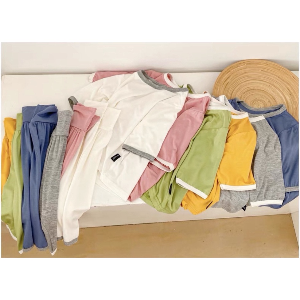 Bộ Quần Áo Trẻ Em Minky Mom Lửng Viền 2 Cho Bé Chất Thun Lạnh Siêu Mềm Mịn Mát