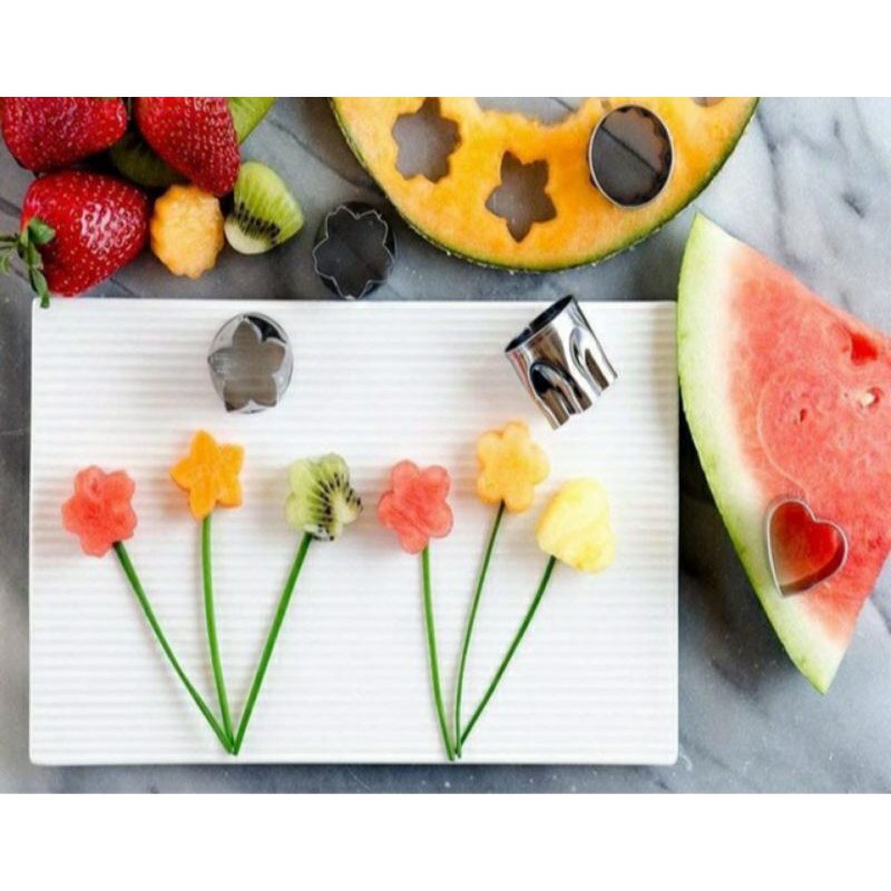 bộ cắt tỉa hoa quả, trái cây inox 8 chi tiết siêu đẹp