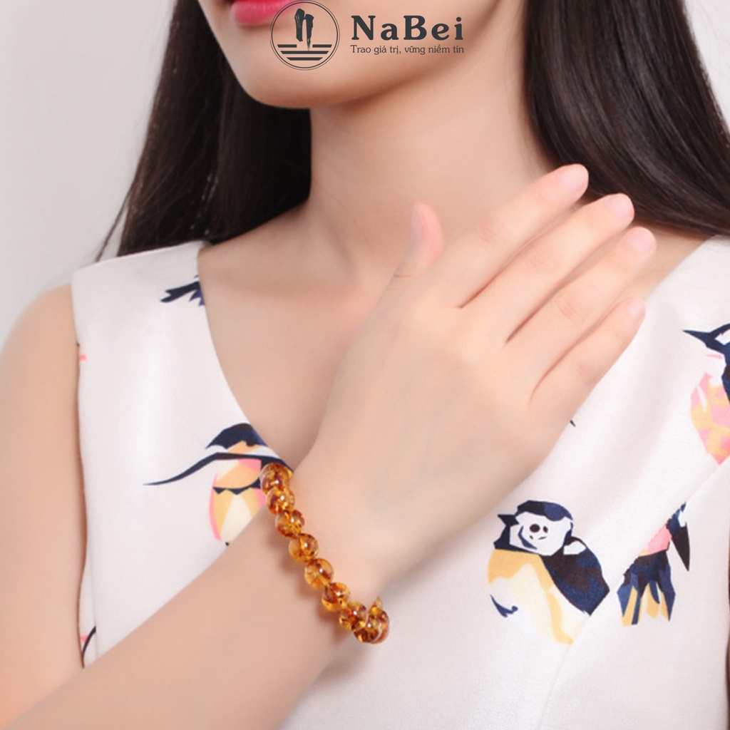 Vòng Tay Hổ Phách Tự Nhiên Phù Hợp Cho Mệnh Hỏa, Mộc NB16 - Phong Thuỷ NaBei Store