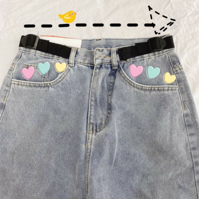 Quần Jean thụng có belt 2 bên form unisex (Ảnh thật)