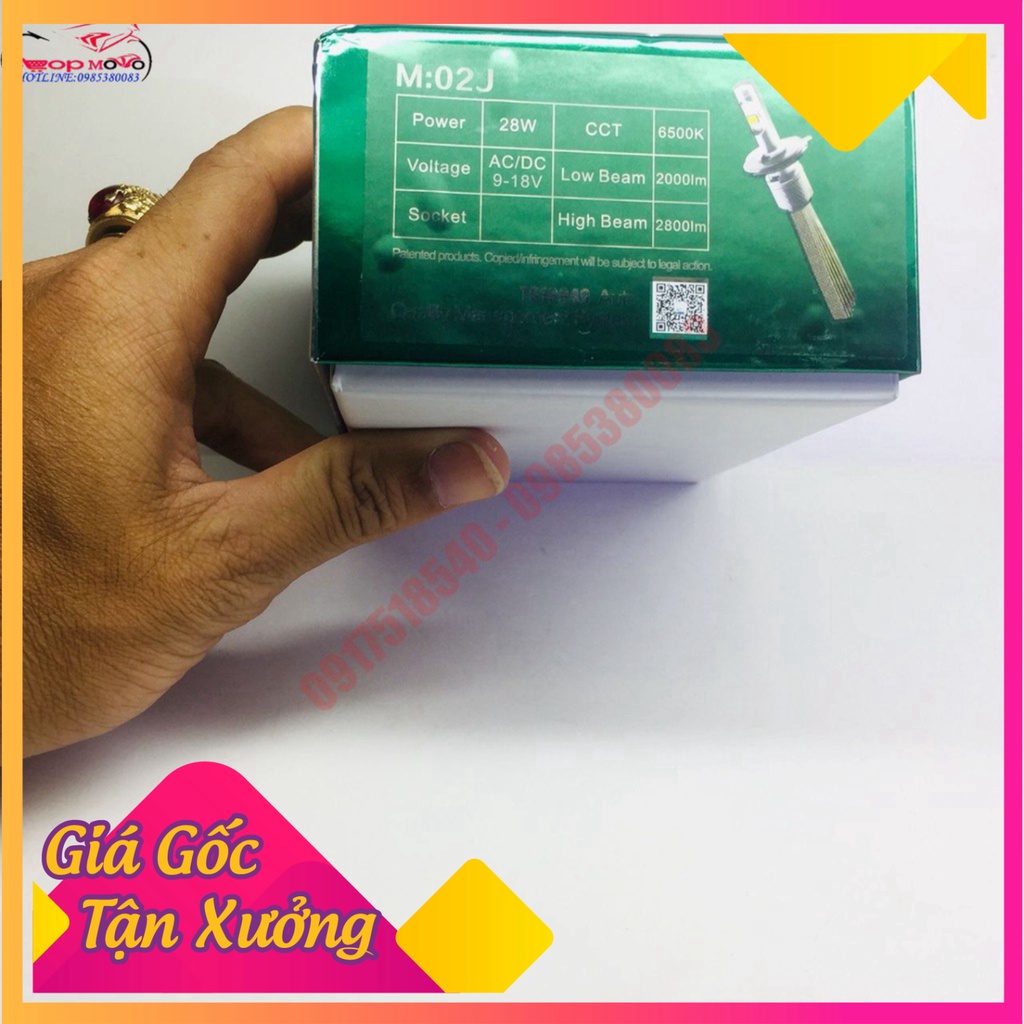 Đèn pha led râu tản nhiệt M02J siêu sáng chân H4 (Ảnh Sp thật)