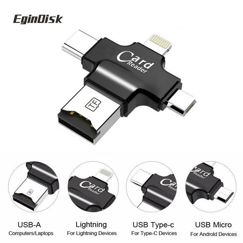 Card Reader 4 in 1 Micro Usb / Lightning / Type C / Usb For iPhone & Android Phone