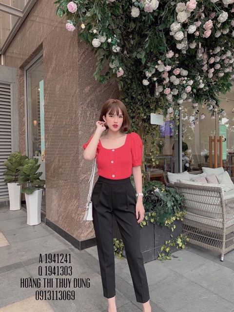 Áo len 4 cúc tay bồng mã 406