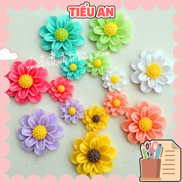 Charm (C133) slime/ Dụng Cụ Charm Trang Trí [Ko Keo &amp; Nút] Hình Hoa Nhiều Màu 3D