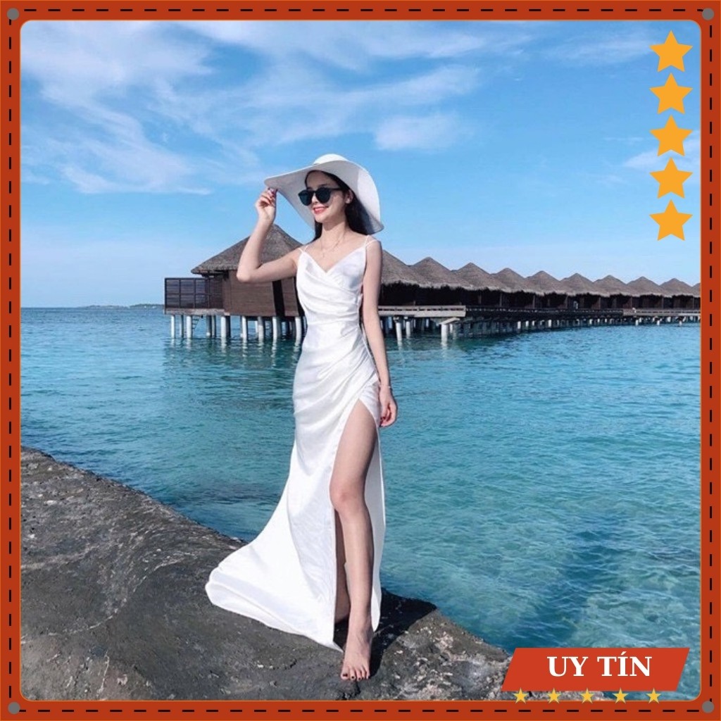 Đầm dạ hội maxi phi cổ đắp chéo xẻ đùi kèm ảnh thật/đầm dự tiệc Eva_home_fashion | BigBuy360 - bigbuy360.vn