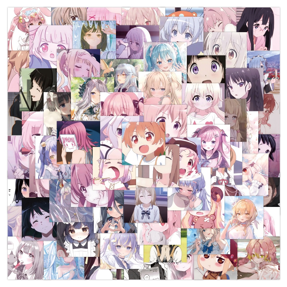 Bộ 120/60 Miếng Dán Hình Cô Gái Anime Dễ Thương Dùng Trang Trí Laptop/Điện Thoại/ Ván Trượt