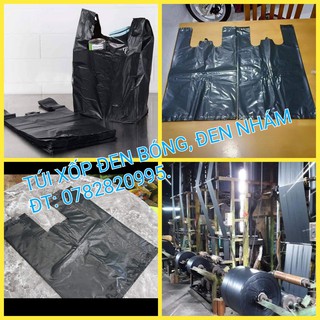 1KG BỌC XỐP HAI QUAI MÀU ĐEN ( túi xốp PE đóng hàng, đựng quần áo )