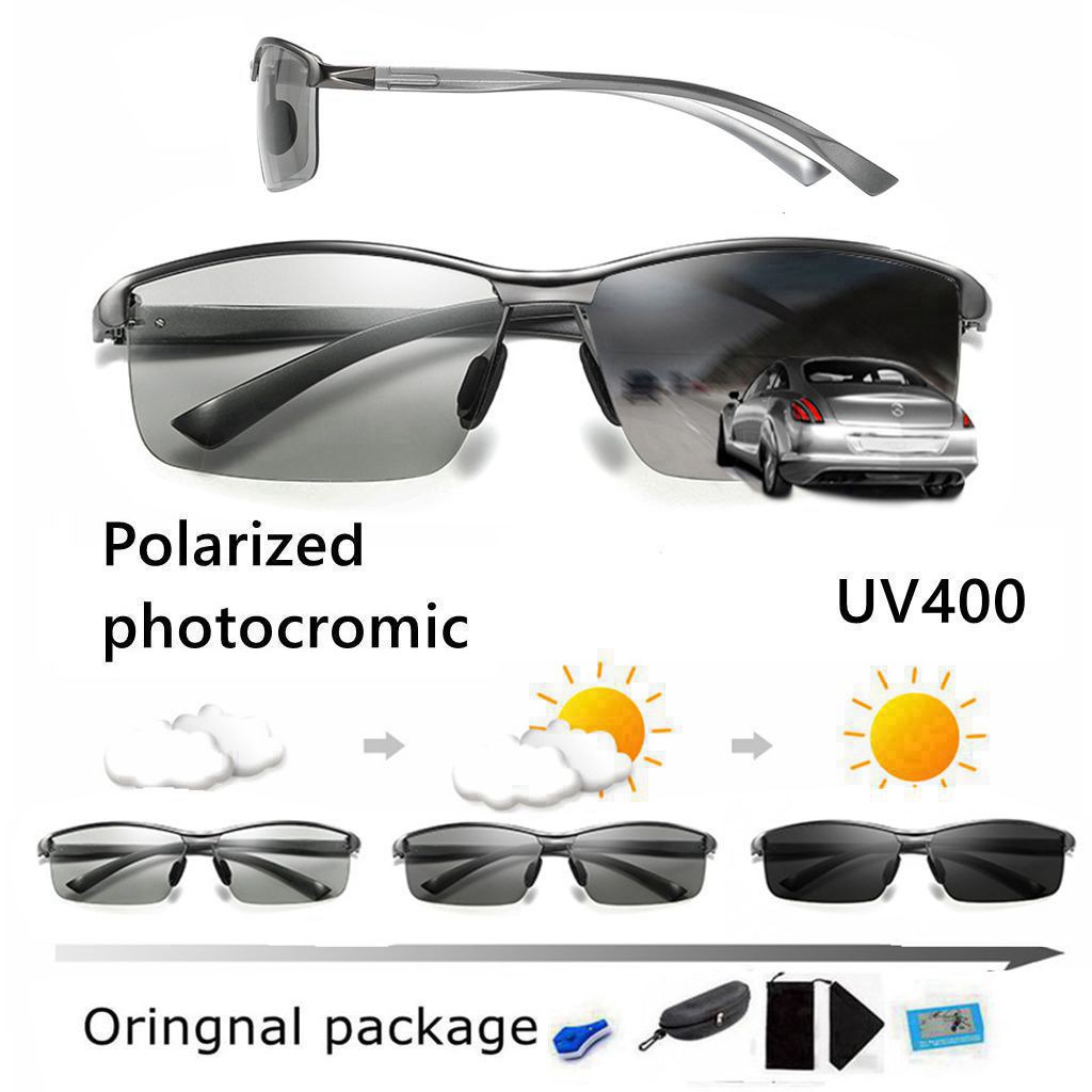 Kính mát thể thao phân cực nhôm Đàn ông Phụ nữ Photocromic Ngày và đêm Chất lượng cao cấp UV400