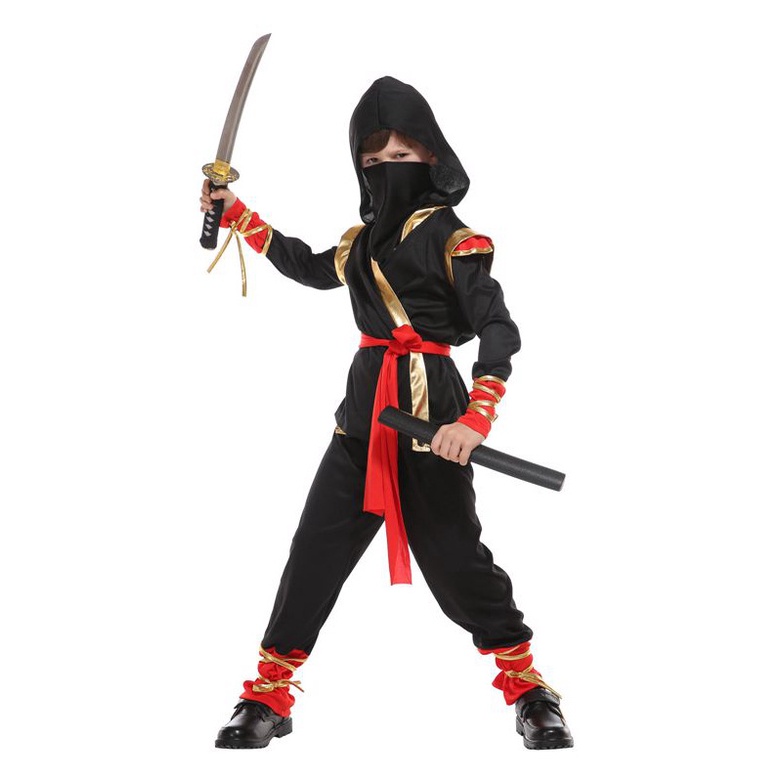 Trang Phục Hóa Trang Ninja Màu Vàng Đen Nhân Dịp Halloween Cho Bé Trai