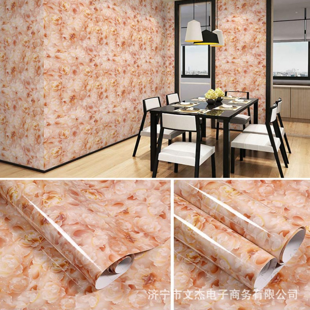 Decal dán tường đá hoa cương đóa hoa hồng khổ 60cm keo sẵn