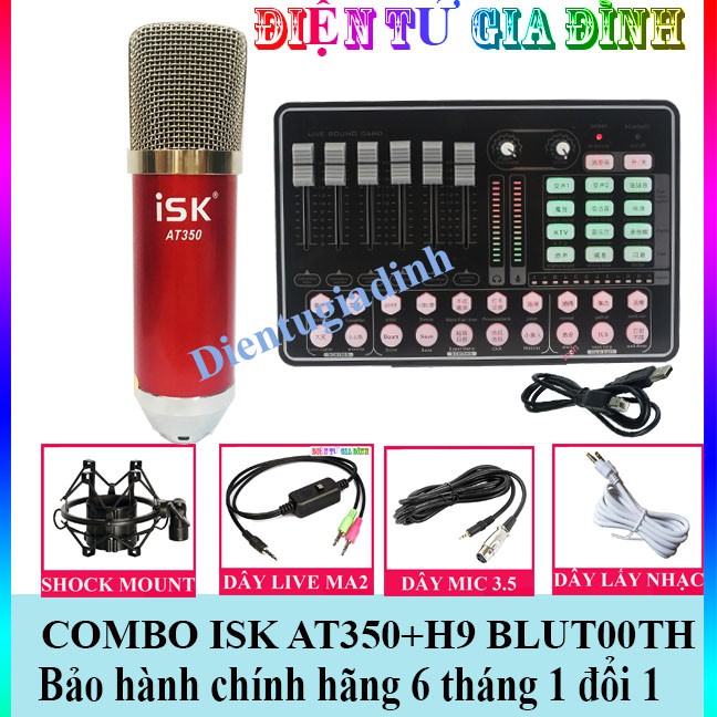 COMBO Bộ Mic Livestream Hát ISK AT350, socard H9, BH 6 Tháng