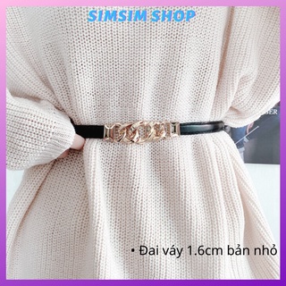 Đai váy xích mặt phối Da 1.6cm ĐV023 Sim sim shop eo 48-88cm - thắt lưng áo vest phối xích