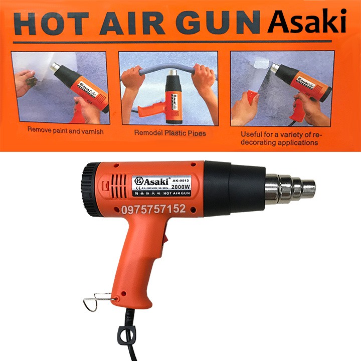 Máy khò hơi nóng Asaki 2000W AK-9013 (Công ty) Bảo hành 3 tháng