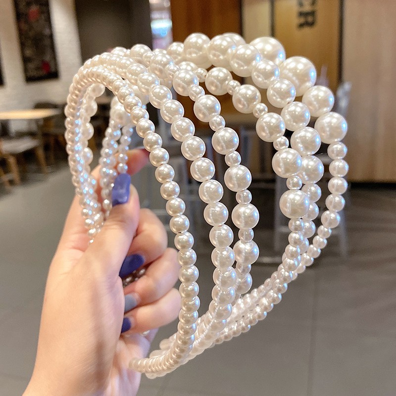 Băng đô cài tóc ngọc trai nhân tạo Hàn Quốc Bờm Tóc Đính Đá Cute Cho Bé Cô Dâu B13