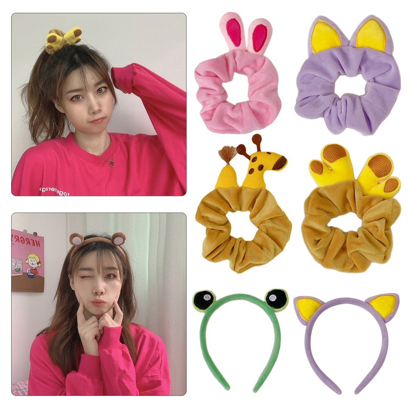 Dây cột tóc đuôi ngựa hình mắt ếch/hươu cao cổ nhồi bông  dễ thương cho nữ và trẻ em