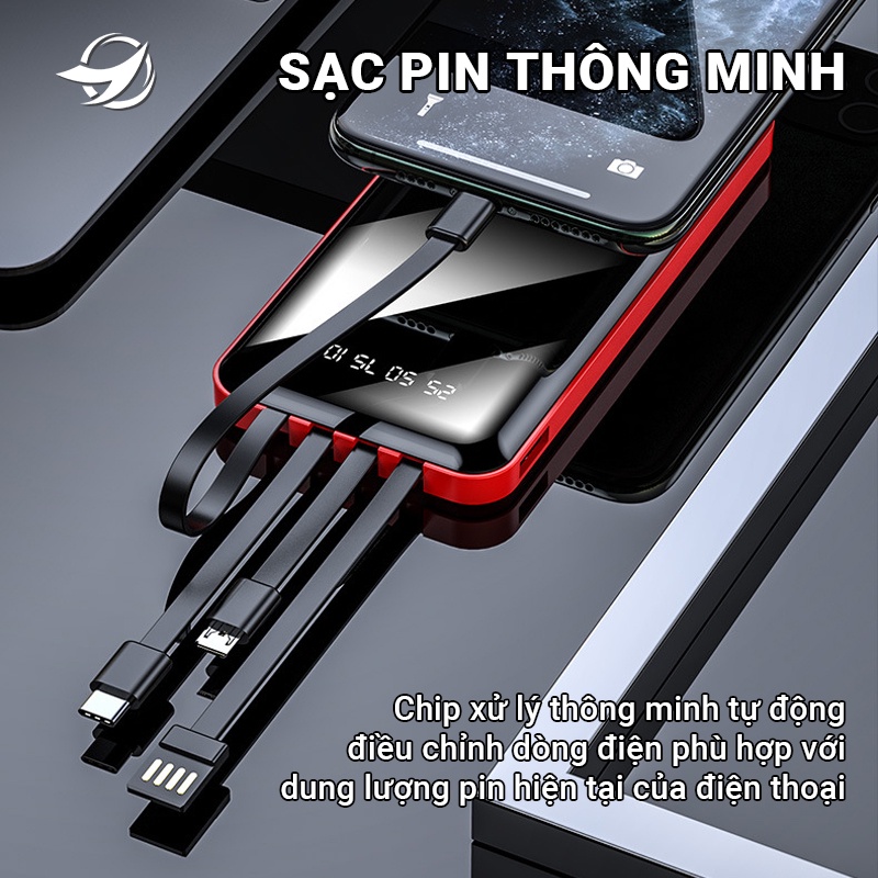 Sạc dự phòng,Pin sạc dự phòng Cát Thái YM-276S dung lượng 10000mAh siêu nhỏ gọn dễ dàng bỏ túi màn hình Full kính
