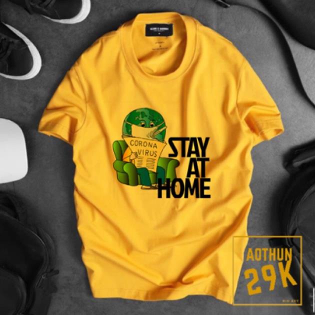 TRỢ GIÁ - ALBUM 838 - ÁO THUN SLOGAN &quot;STAY AT HOME&quot; CO19 NHIỀU MÀU