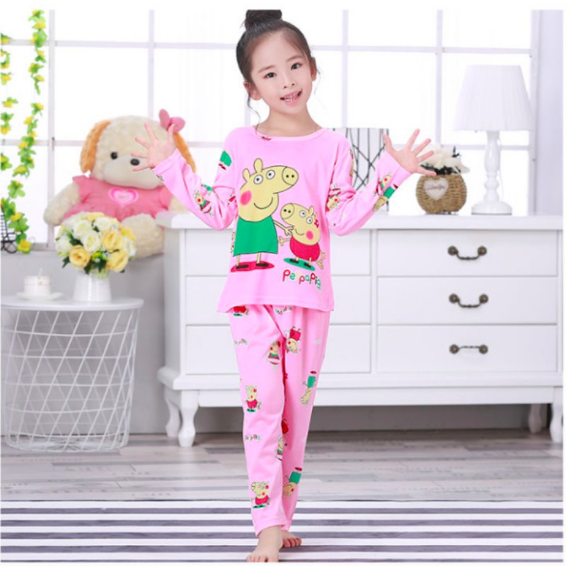 Bộ Đồ Ngủ Pijama Tay Dài In Hình Chú Heo Dễ Thương Cho Bé Gái