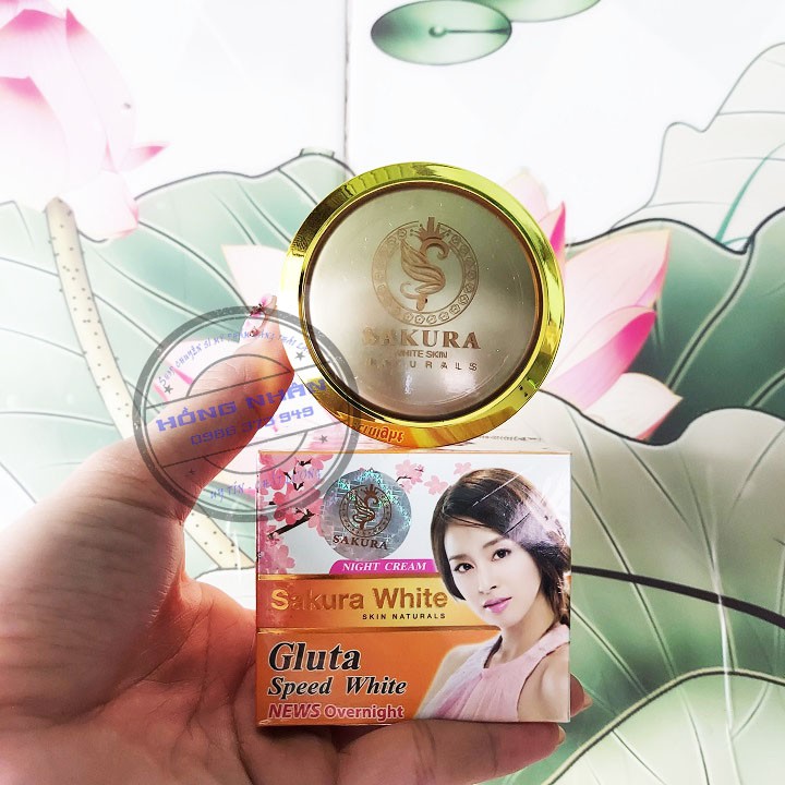 KEM DƯỠNG DA BAN ĐÊM SAKURA WHITE GLUTA SPAEED WHITE HỘP VÀNG