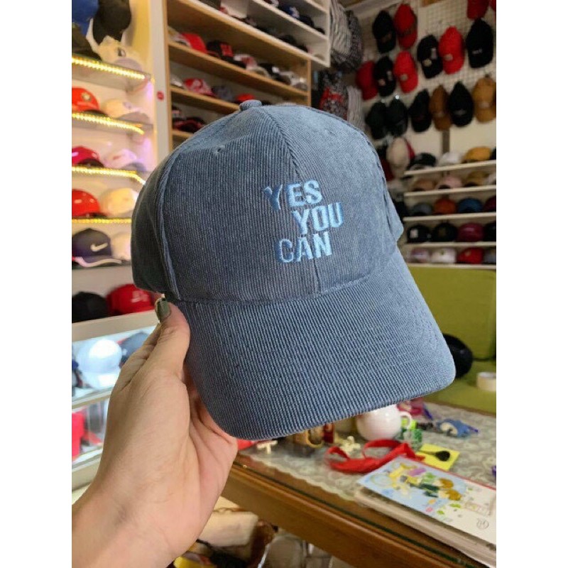 [Ảnh Thật] Nón kết lưỡi trai Nhung thêu YES YOU CAN nhiều màu pastel cực xinh Nam Anh 24 Shop