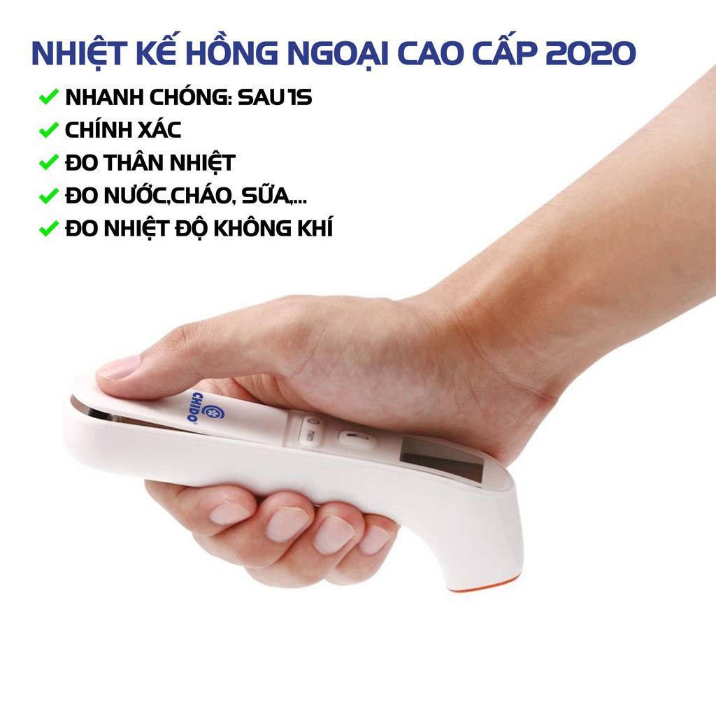 Nhiệt kế hồng ngoại cầm tay Chido 2022 CN Nhật Bản theo dõi nhiệt độ cơ thể nước đo tai đo trán chính xác