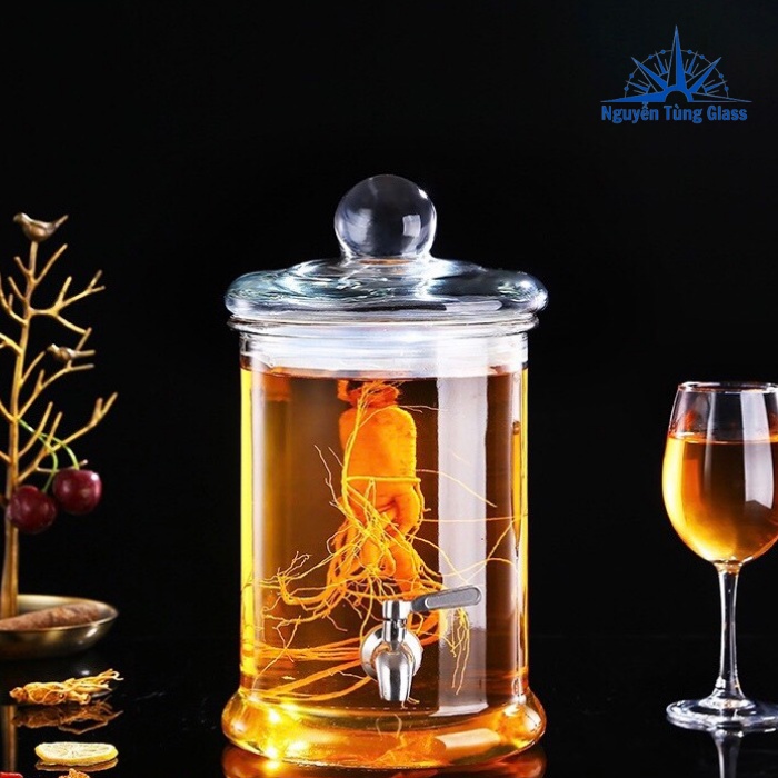 BÌNH NGÂM RƯỢU THỦY TINH TRỤ TRƠN 5 LÍT