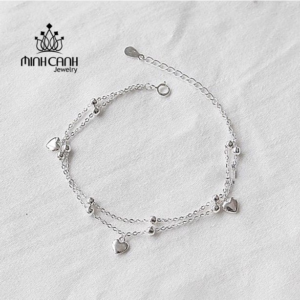 Lắc Tay Trái Tim Dây Kép Mix Bi Bạc 925 Minh Canh Jewelry
