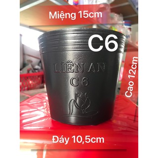 chậu cây kiển, chậu trồng cây, chậu ươm cây -combo 50-100 Chậu nhựa đen dày C6(15cm x 12cm x 10,5cm)