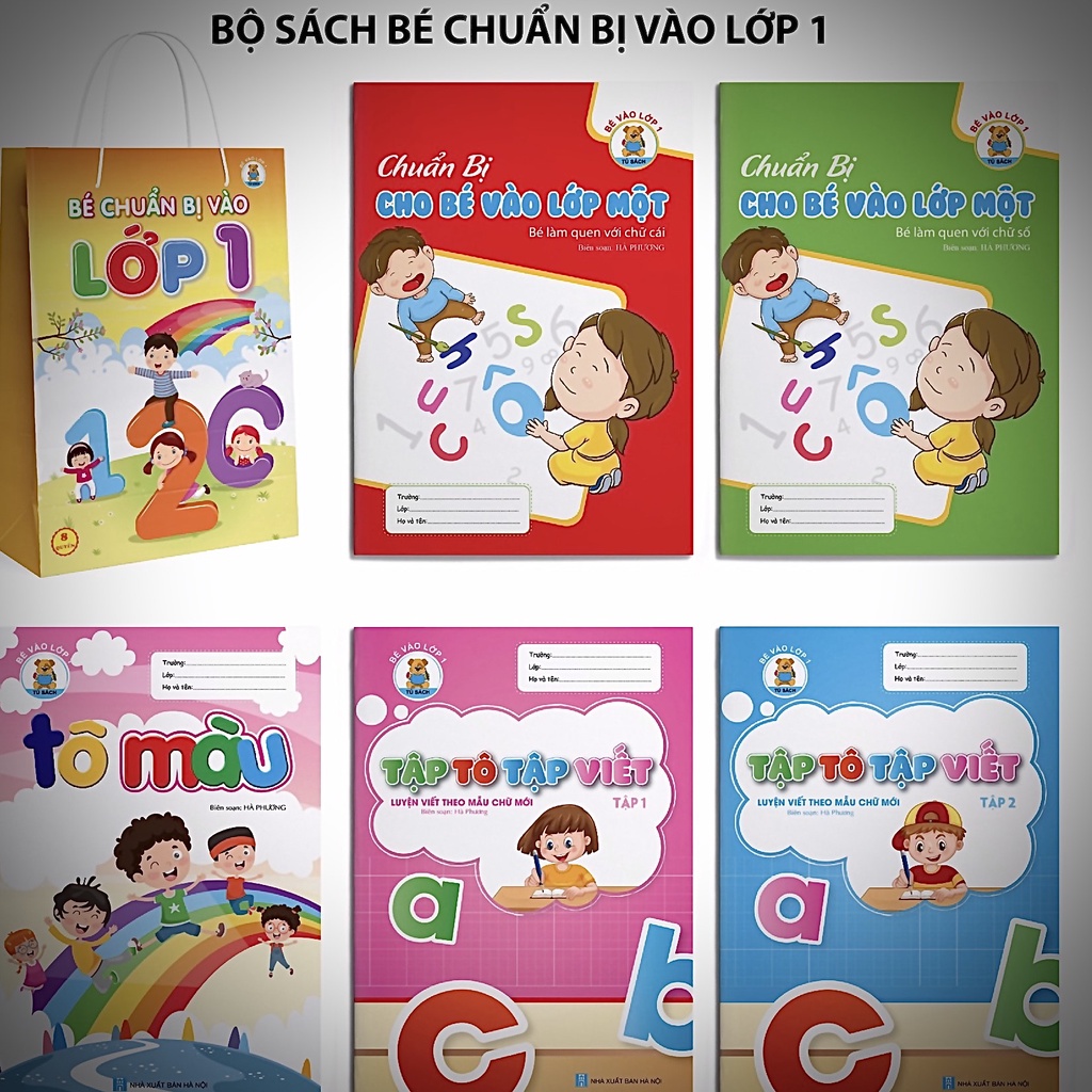 Chuẩn Bị Cho Bé Vào Lớp 1 - Dành Cho 4 - 6 Tuổi ( Túi 8Q)- tô màu- tô chữ