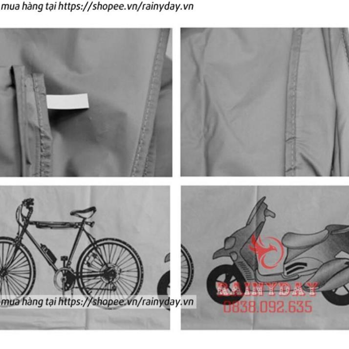 Áo phủ trùm che xe máy sh moto vision xe đạp bạt chống nắng mưa vải dù loại dày *
