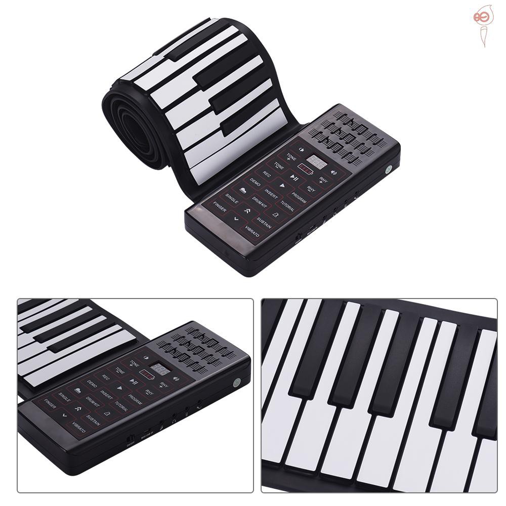 X&S Multifunction Portable Electric 61 Keys Hand Roll Up Piano Flexible Silicone Piano Keyboard Built-in Speaker Rechargeable Lithium Battery Reverberation BT Function Digital Piano Keyboard