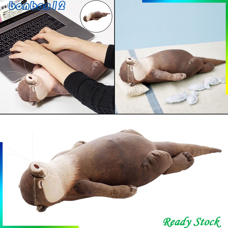 Thú nhồi bông hình chú rái cá 40cm dễ thương có dây kéo ẩn dùng làm túi đựng bút hoặc đệm kê cổ tay khi gõ bàn phím
