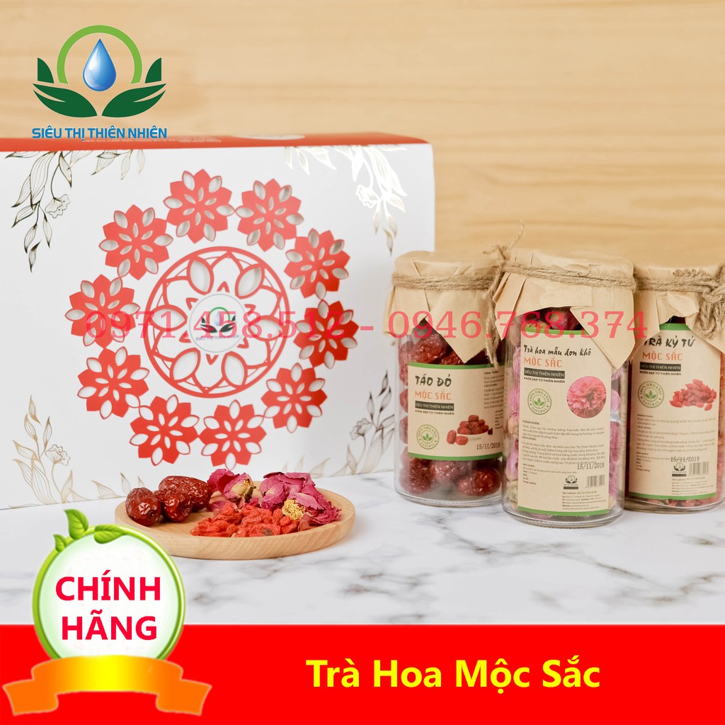 Sét quà tặng trà hoa cao cấp : Kỷ Tử,Táo Đỏ,Mẫu Đơn