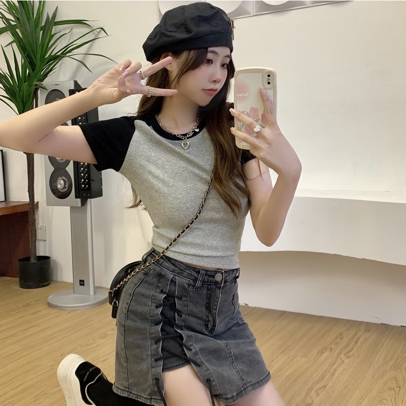 Áo thun SUXI tay ngắn cổ tròn màu thời trang dành cho nữ