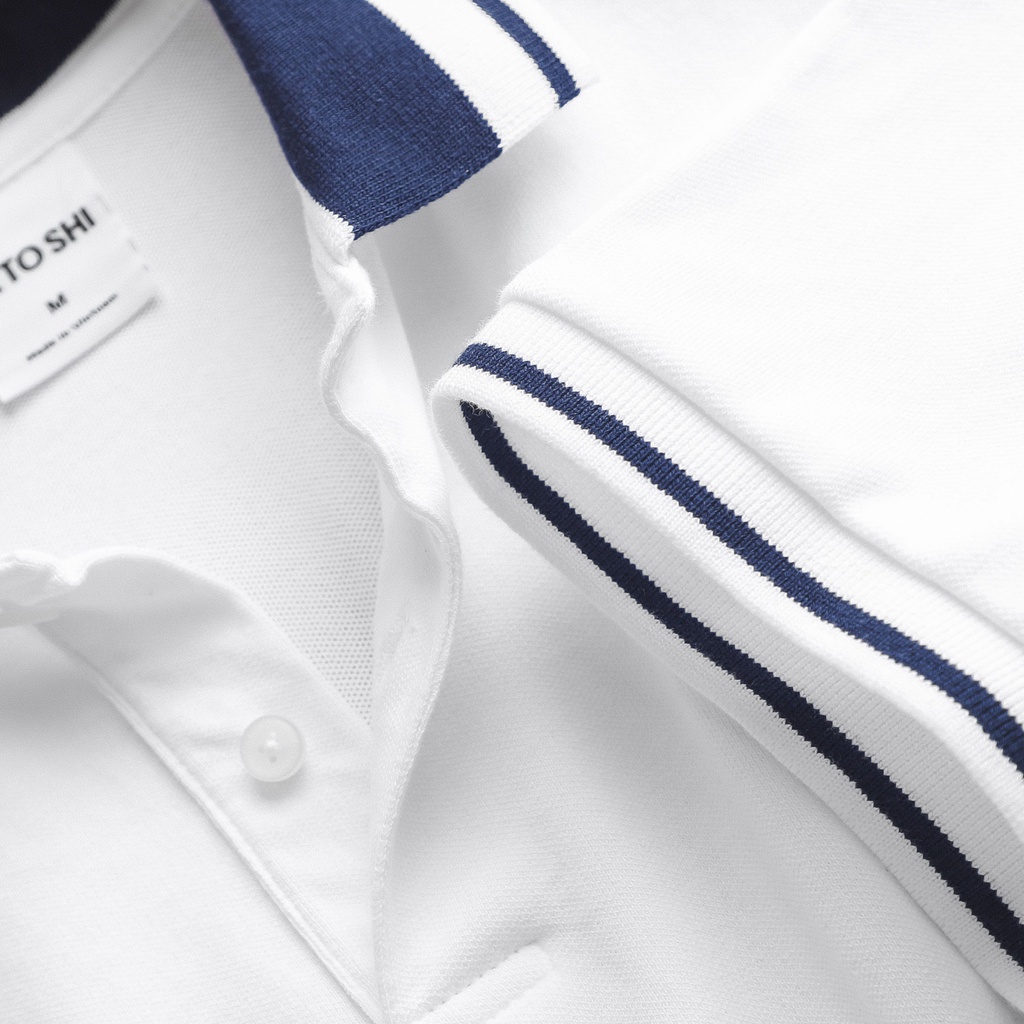 [Mã LTP50 giảm 50000 đơn 150000] Polo STS Diamond chất Pique dáng ôm màu Trắng Viền cổ xanh Lớn SAPL58 | Hẻm Store | | BigBuy360 - bigbuy360.vn