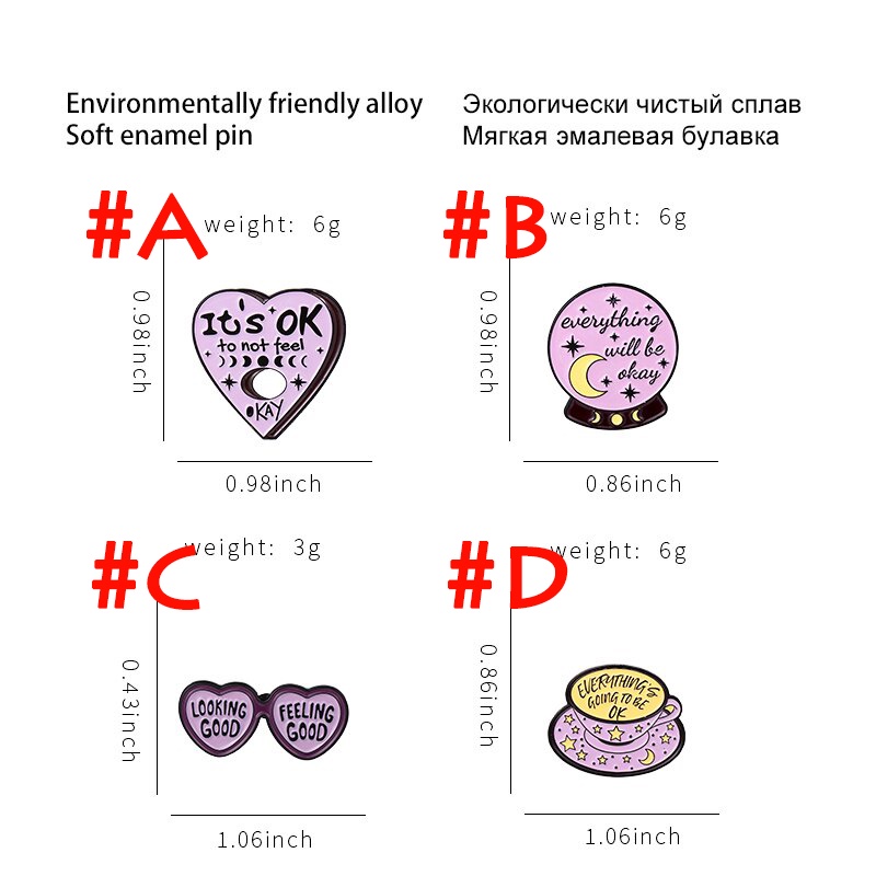 Ghim Cài Áo Hình Tròn Tráng Men In Chữ Everything Will Be OK