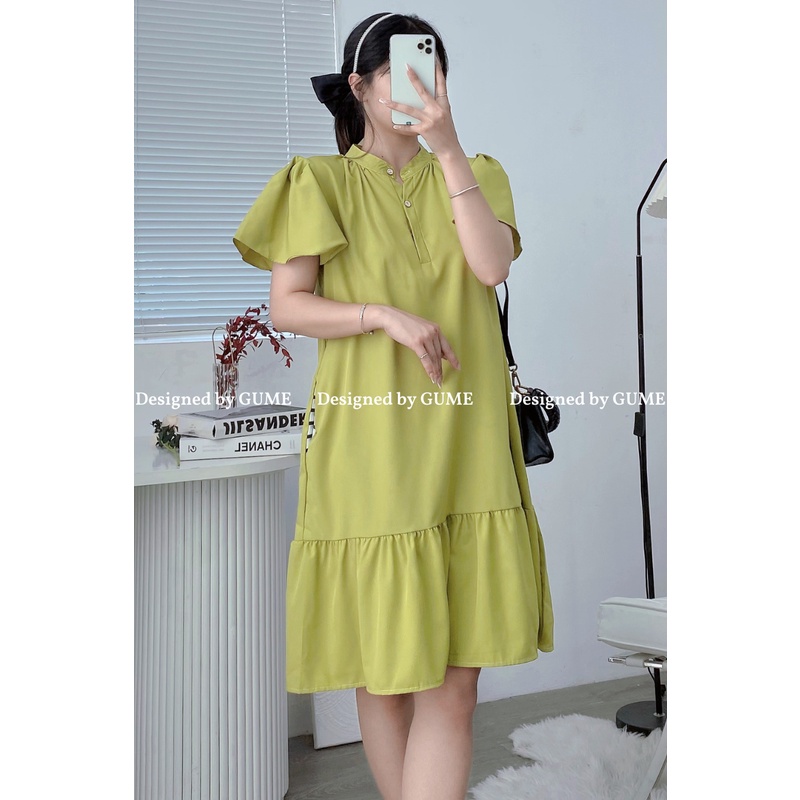 Váy bầu bigsize - Đầm bầu thiết kế GuMe màu XANH NÕN CHUÔI ĐUÔI CÁ TAY XÒE_GM045