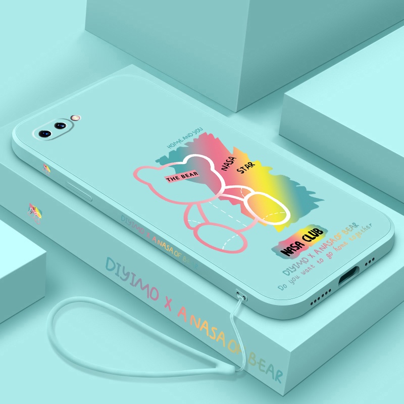 Ốp Điện Thoại silicone TPU Có Dây Đeo Họa Tiết Gấu Cho oppo a5s a12 a7 f9