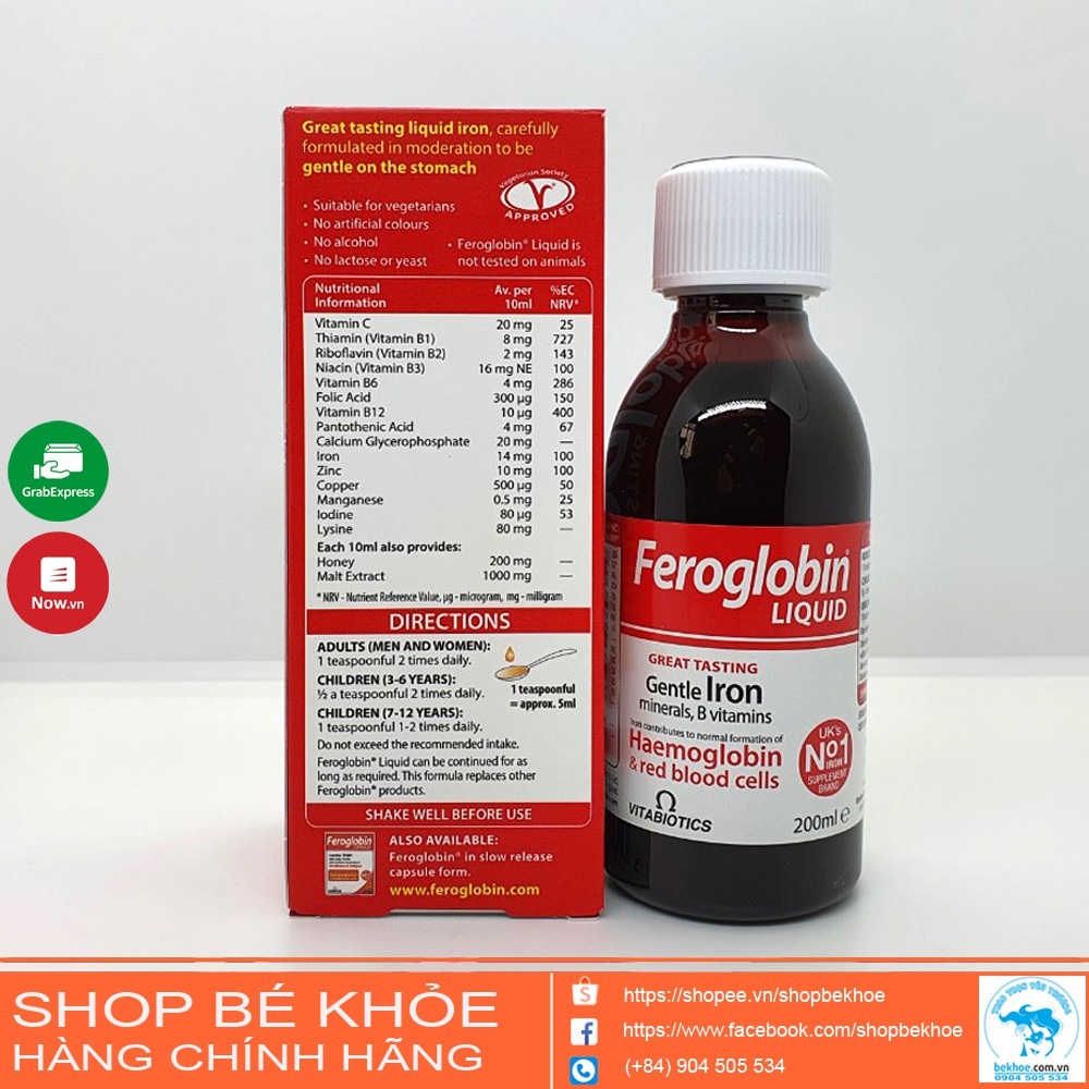 Sắt Feroglobin Liquid - Siro sắt  Feroglobin  200ml của Anh