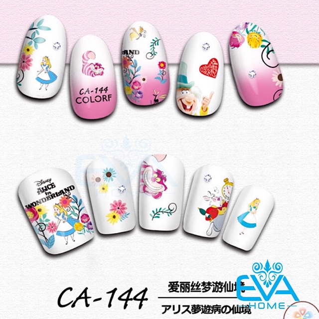 Miếng Dán Móng Tay 3D Nail Sticker Tráng Trí Hoạ Tiết Hoạt Hình Alice In Wonderland CA144