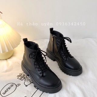 bốt cao cổ dây buộc khoá kéo