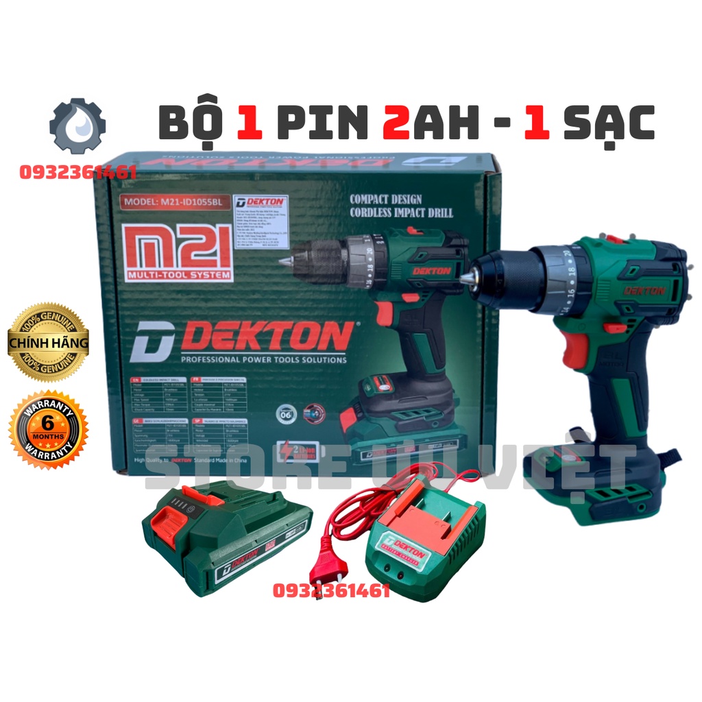 Máy Khoan Pin 3 Chức Năng Dekton đầu 10MM autolock M21 id1055BL giá tốt
