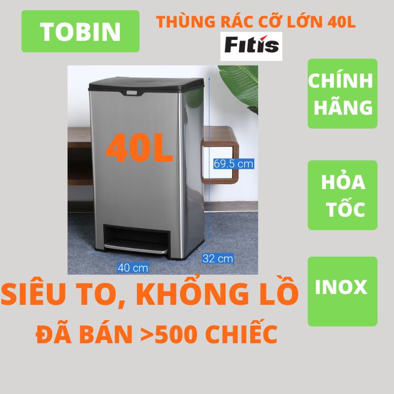 Thùng rác Fitis đạp lớn MEGA 40L
