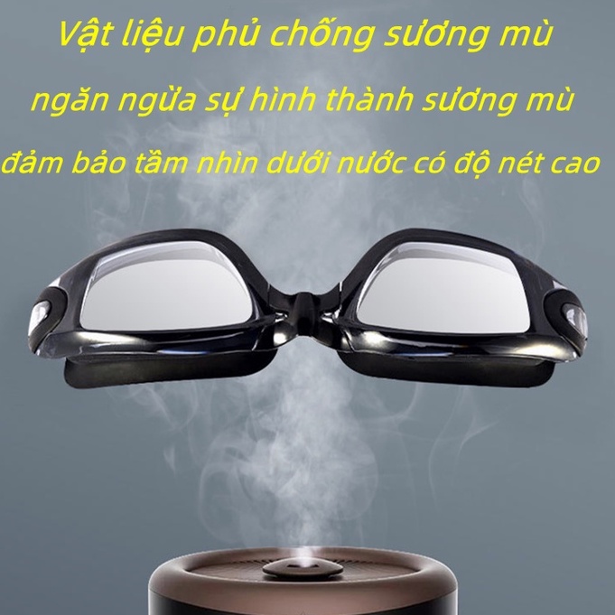 Kính bơi cận thị người lớn tráng gương chống mờ và trầy, có độ cận từ 1.5 - 6.0 độ, kèm bịt tai, cho nam nữ và trẻ em