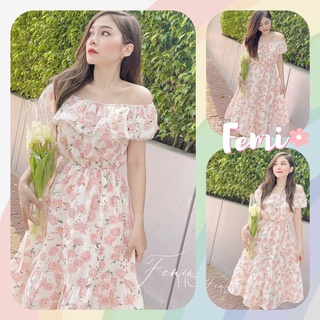 Đầm Xô Hoa Trễ Vai, đầm hoa nhí trễ vai, đầm maxi hè, đầm mặc đi biển.