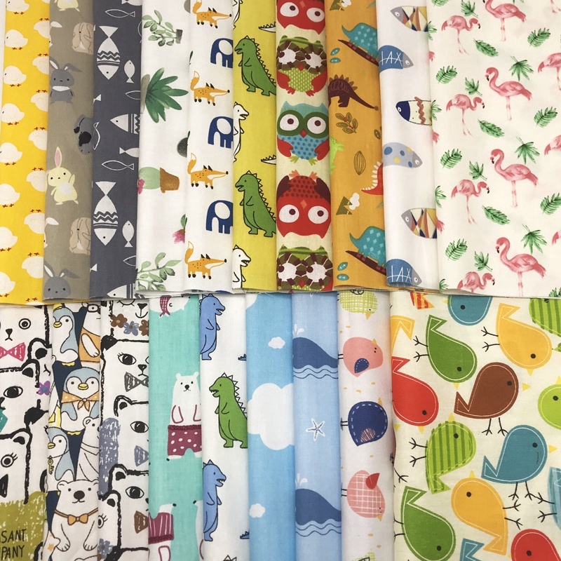 Bộ 20 Miếng Vải Cotton In Họa Tiết Hoạt Hình Dùng Làm Đồ Thủ Công